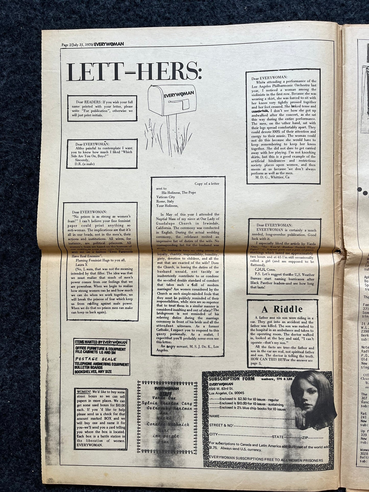 Vintage 1970s Feminist Newspaper, Everywoman 2nd Wave Feminism, LGBT Memorabilia, Feminist Gifts, Female Empowerment, Gifts for Women, Women