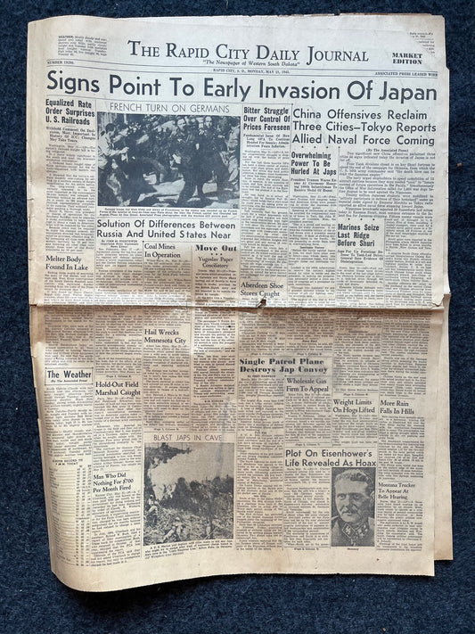 WW2 Invasion of Japan World War 2 Newspaper, Germany WW2, Japan WW2, US Marine Gifts, WW2 Newspaper, Original Vintage Newspaper, WW2 Memorab