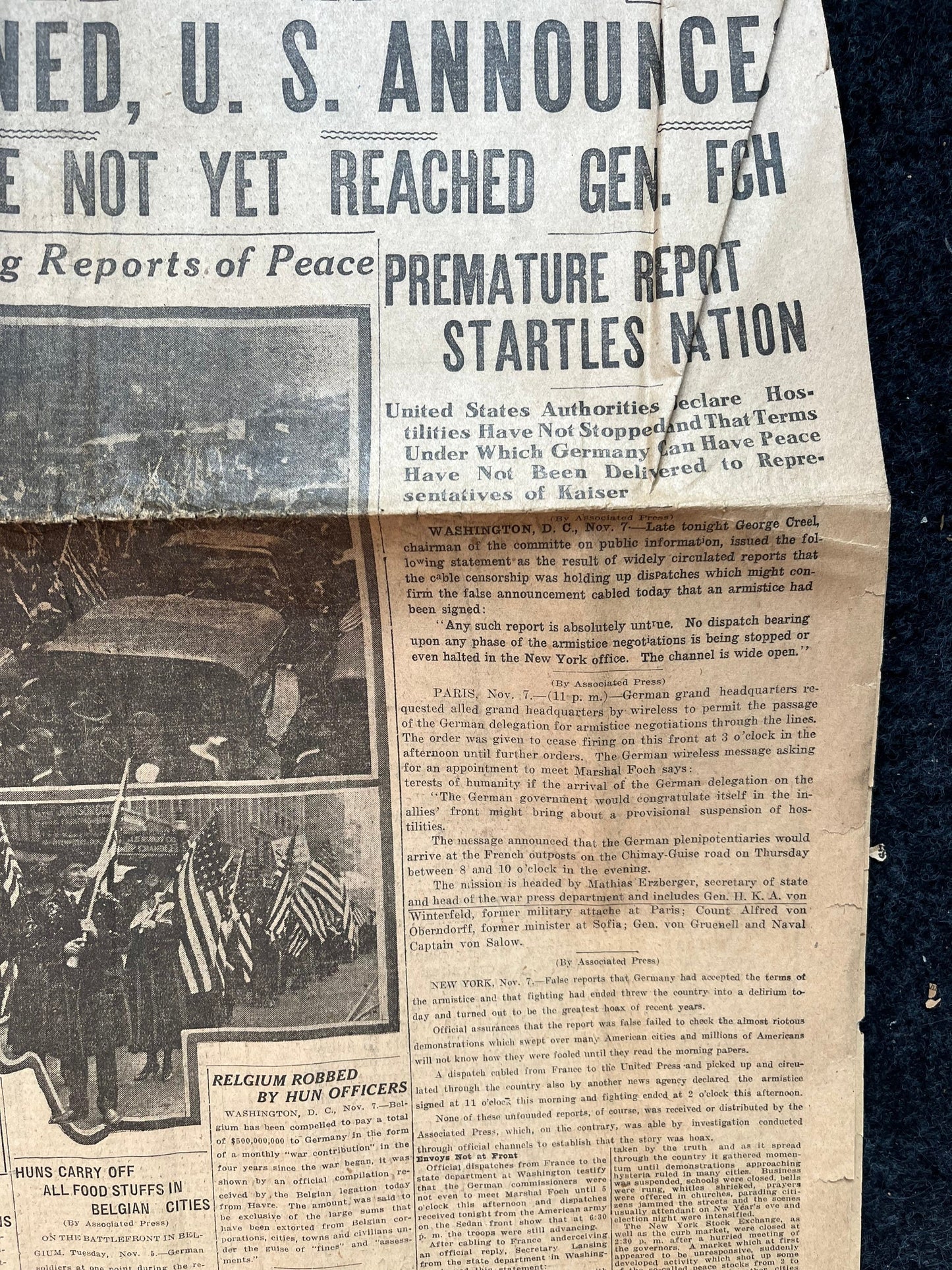 Original False Armistice World War I Peace Newspaper - Day Of – WWI Memorabilia, Historic Gifts and Newspapers, Collectible Gifts, Military