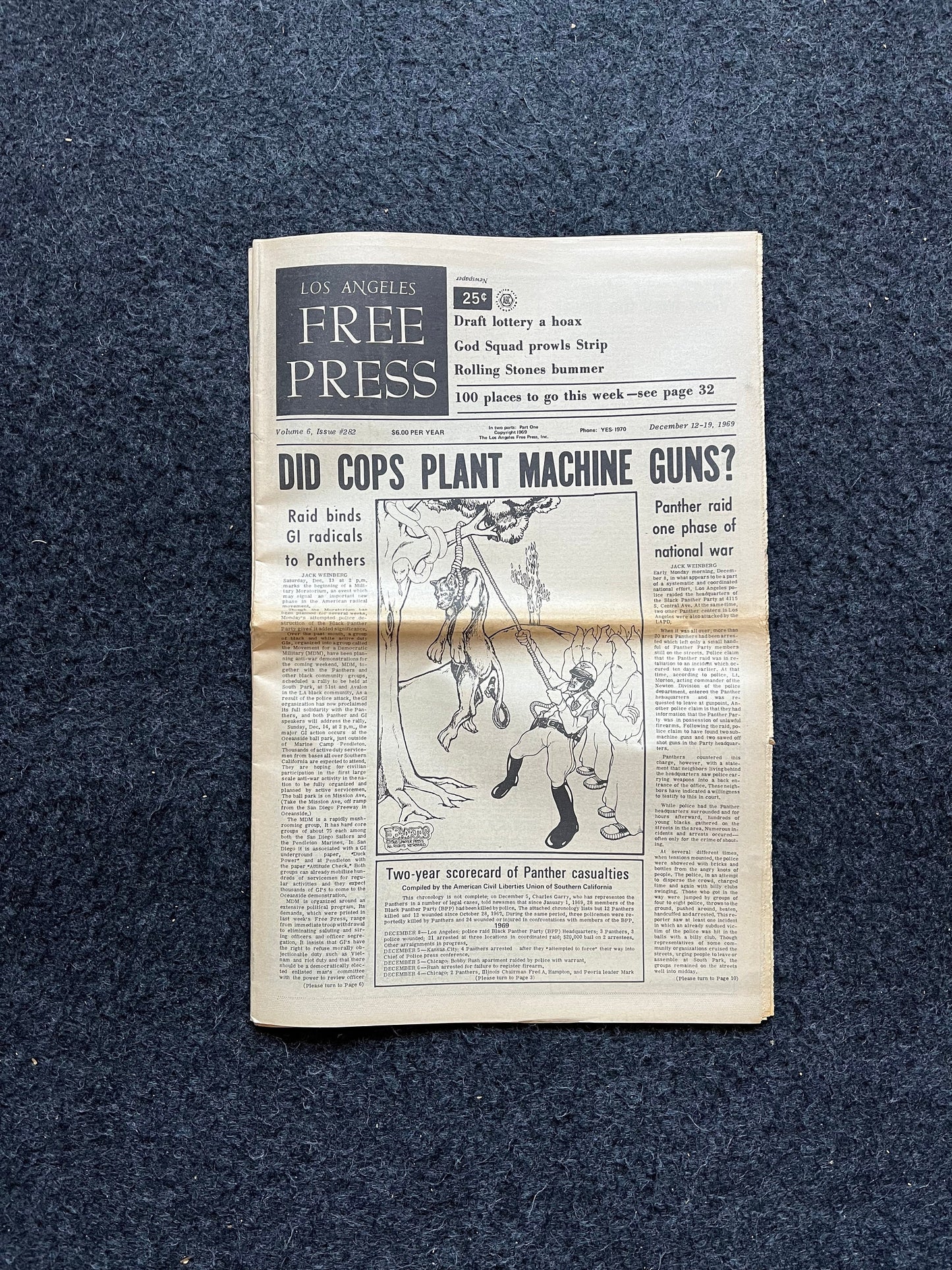 1970s CounterCulture LGBT Los Angeles Free Press, Black Panther Party, Underground Far-Left Newspaper, Vintage Newspaper, Original Newspaper