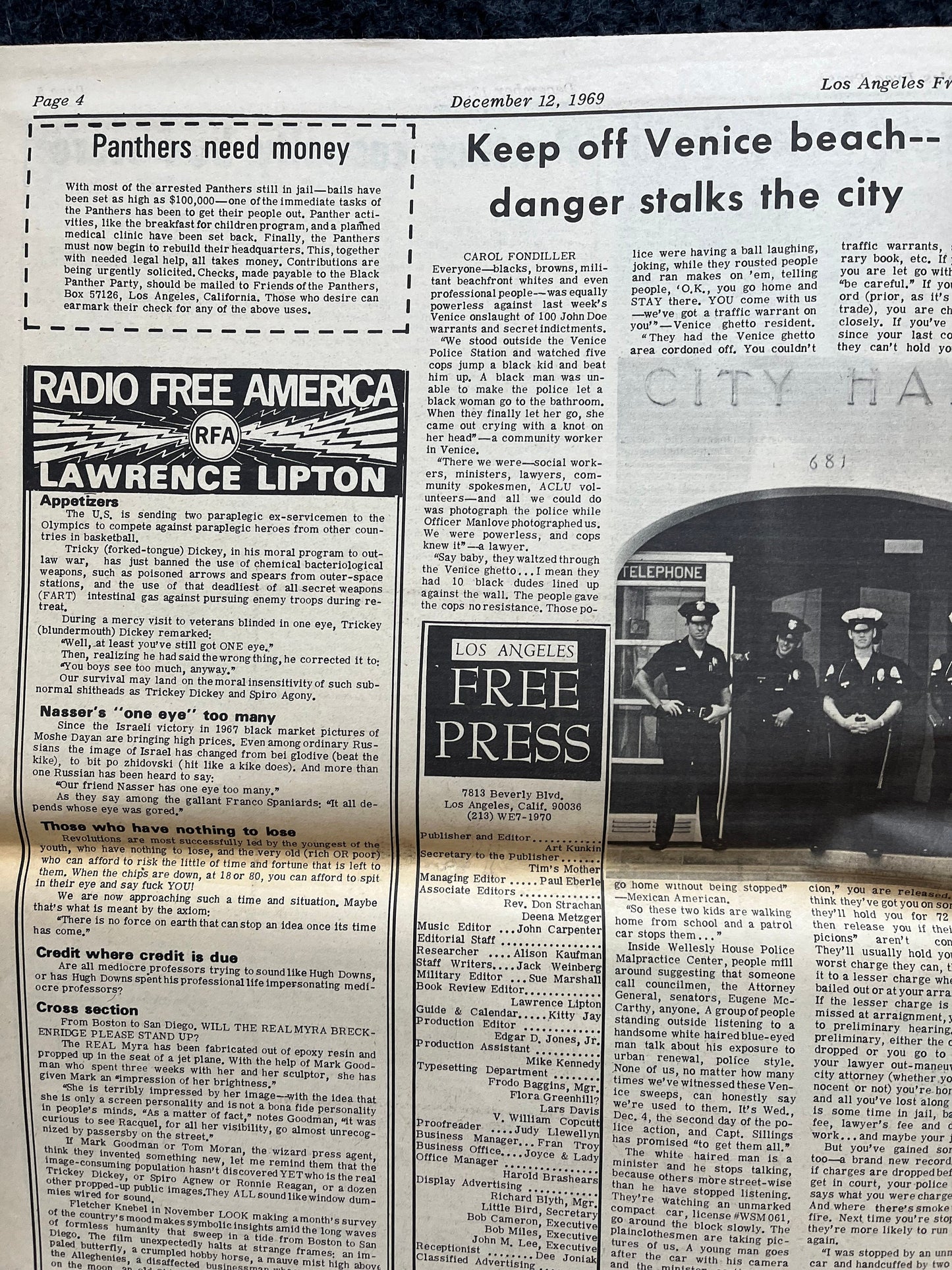 1970s CounterCulture LGBT Los Angeles Free Press, Black Panther Party, Underground Far-Left Newspaper, Vintage Newspaper, Original Newspaper
