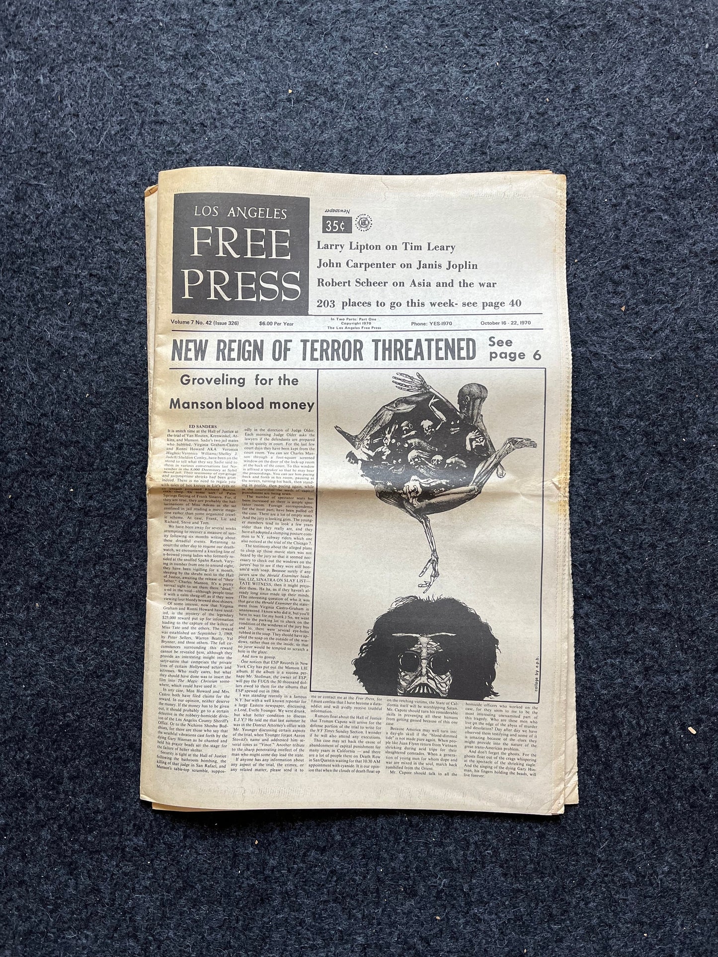 1970s CounterCulture LGBT Los Angeles Free Press, Black Panther Party, Underground Far-Left Newspaper, Vintage Newspaper, Original Newspaper