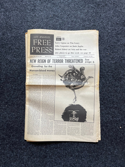 1970s CounterCulture LGBT Los Angeles Free Press, Black Panther Party, Underground Far-Left Newspaper, Vintage Newspaper, Original Newspaper