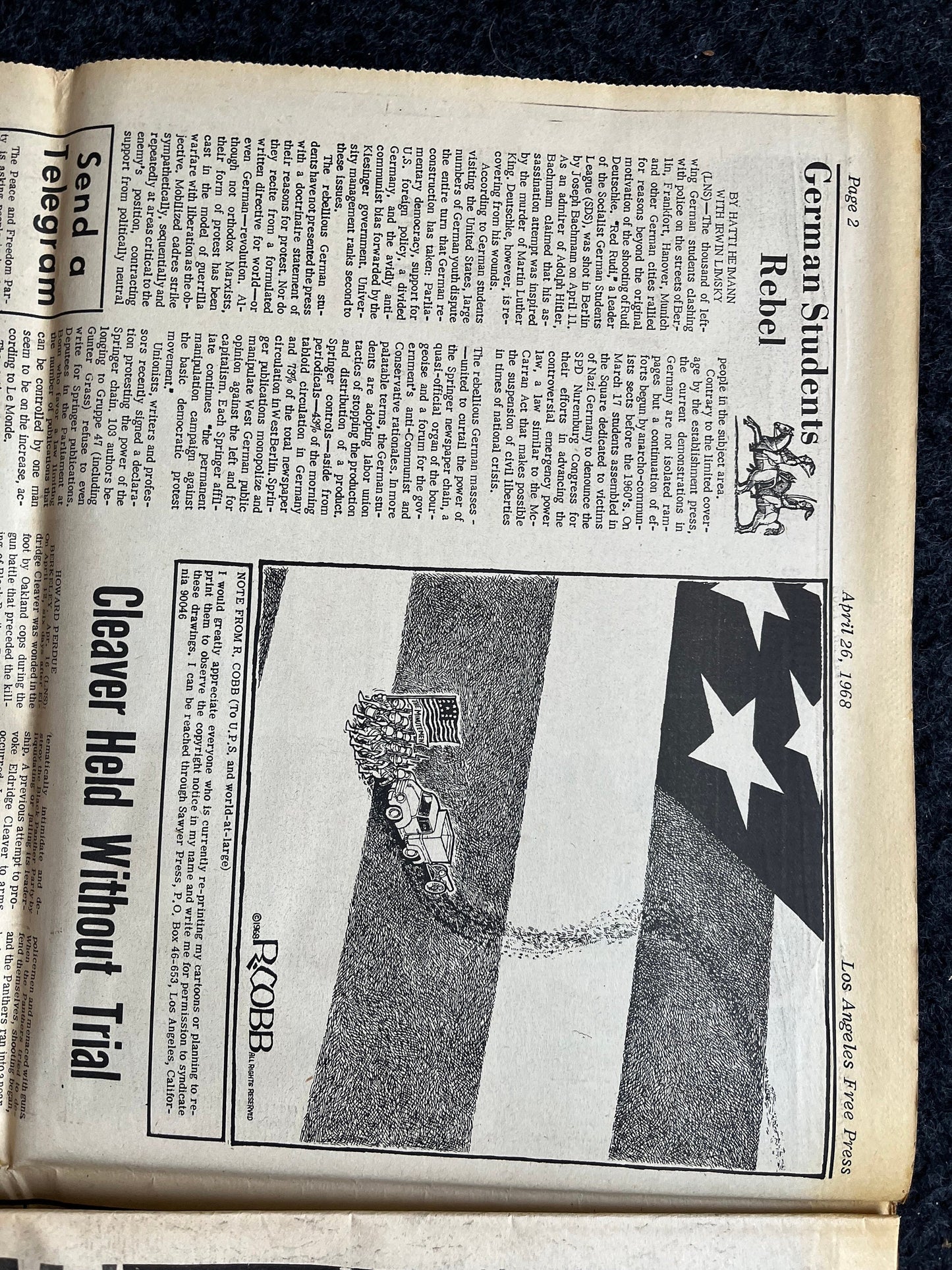 1970s CounterCulture LGBT Los Angeles Free Press, Black Panther Party, Underground Far-Left Newspaper, Vintage Newspaper, Original Newspaper