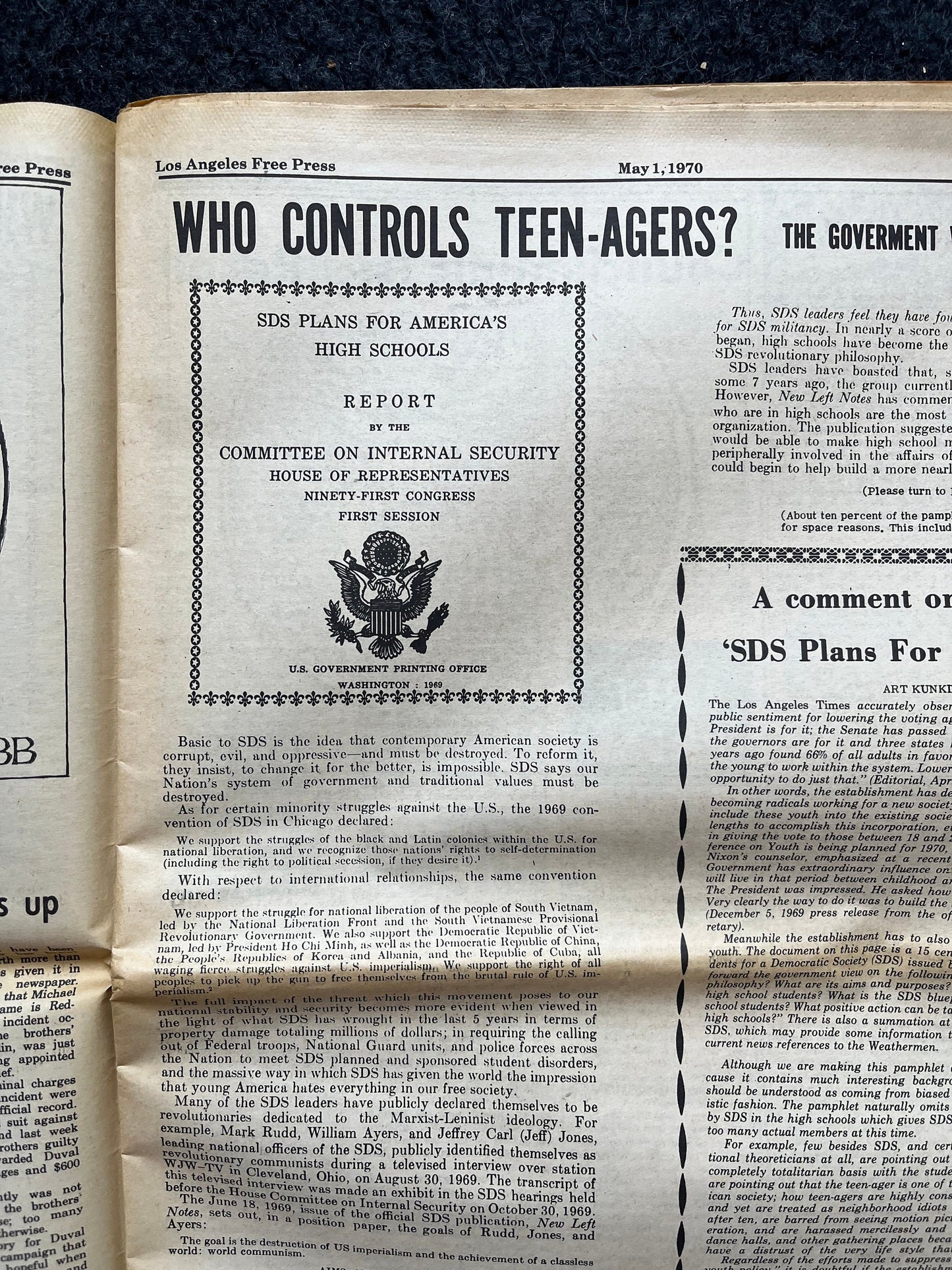 1970s CounterCulture LGBT Los Angeles Free Press, Black Panther Party, Underground Far-Left Newspaper, Vintage Newspaper, Original Newspaper