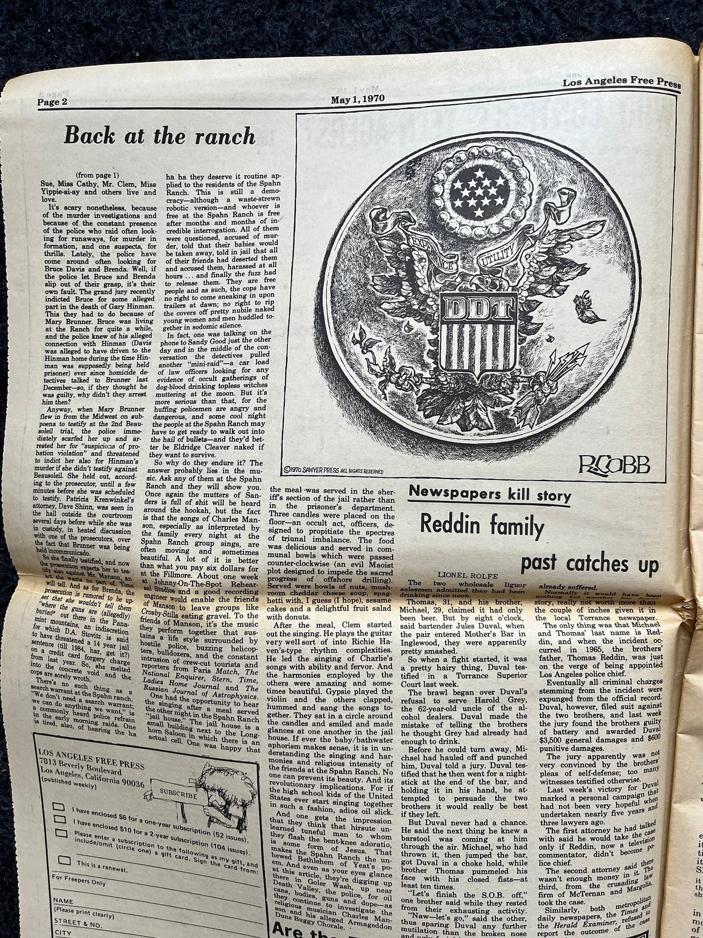 1970s CounterCulture LGBT Los Angeles Free Press, Black Panther Party, Underground Far-Left Newspaper, Vintage Newspaper, Original Newspaper