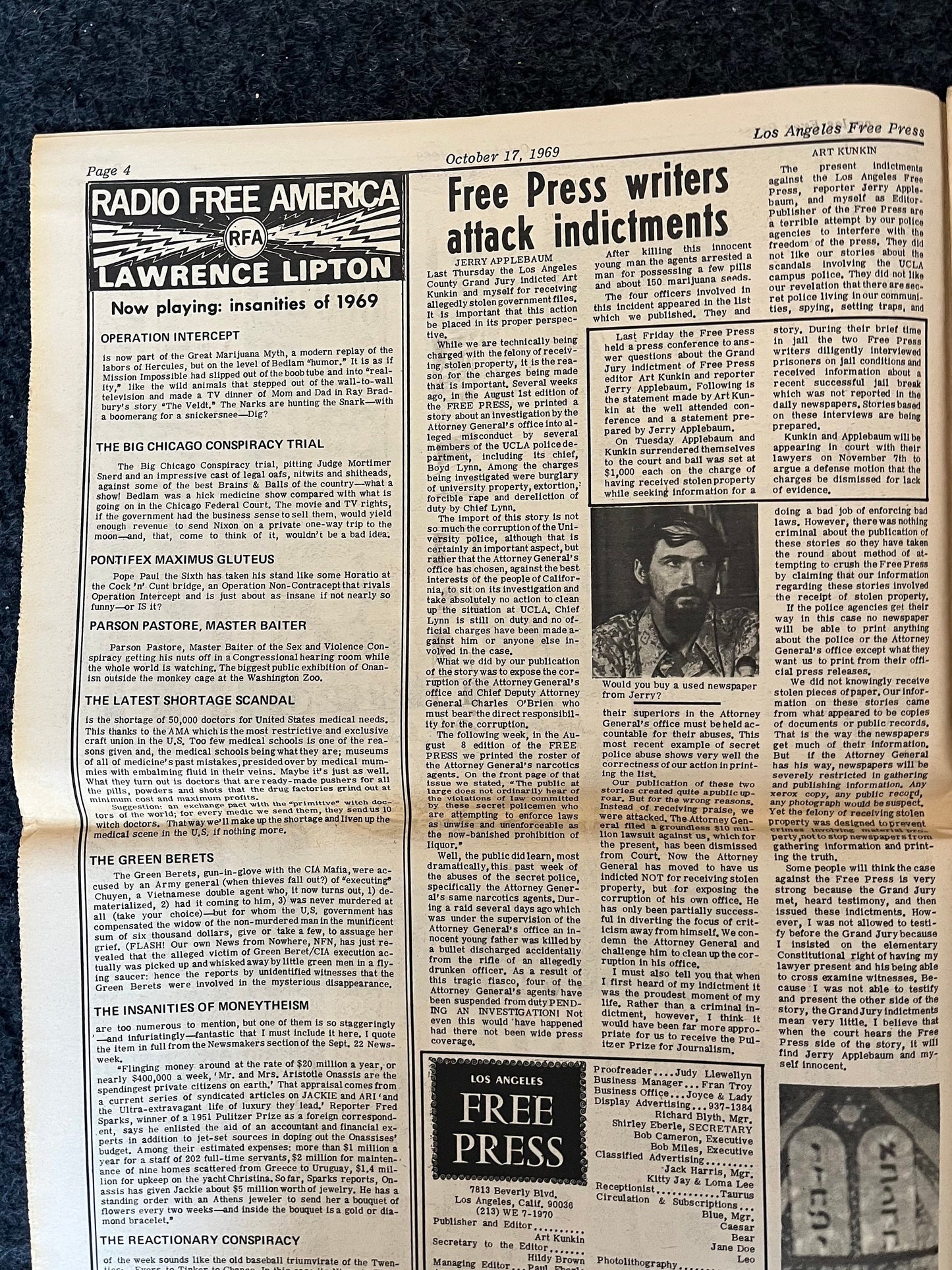 1970s CounterCulture LGBT Los Angeles Free Press, Black Panther Party, Underground Far-Left Newspaper, Vintage Newspaper, Original Newspaper