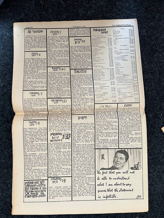1970s CounterCulture LGBT Los Angeles Free Press, Black Panther Party, Underground Far-Left Newspaper, Vintage Newspaper, Original Newspaper
