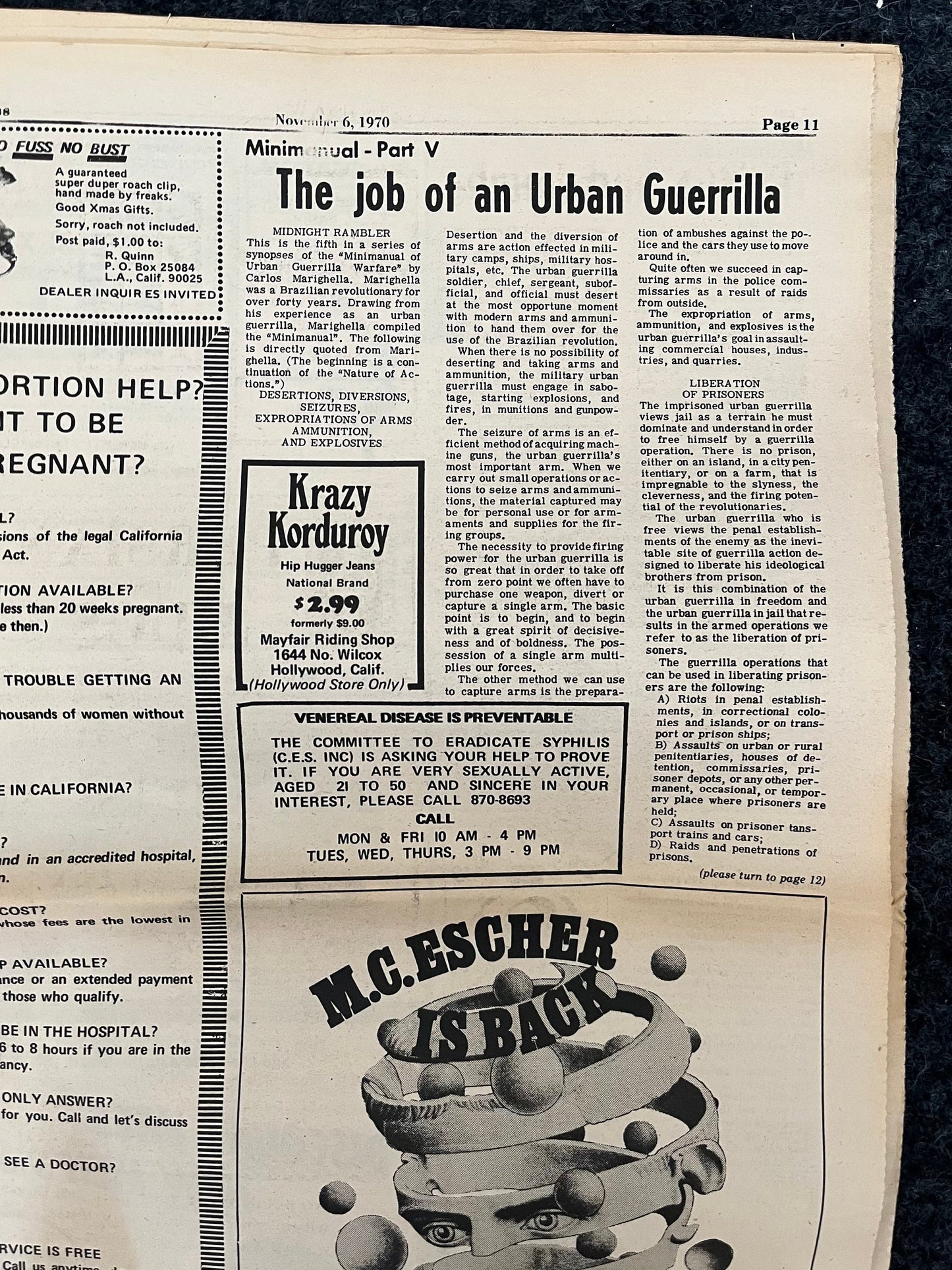 1970s CounterCulture LGBT Los Angeles Free Press, Black Panther Party, Underground Far-Left Newspaper, Vintage Newspaper, Original Newspaper