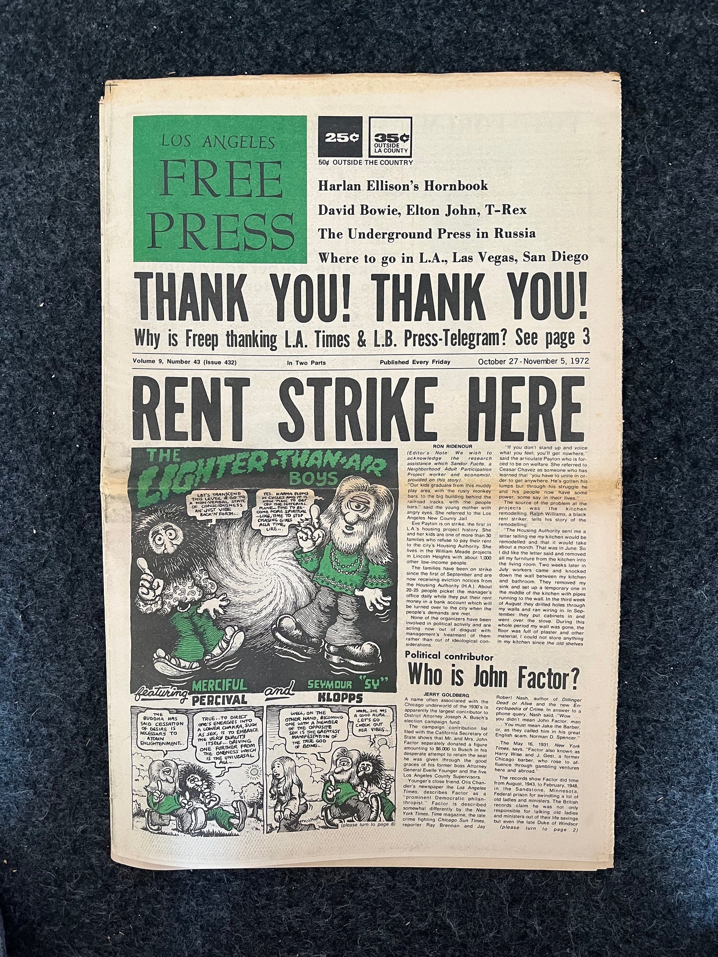 1970s CounterCulture LGBT Los Angeles Free Press, Black Panther Party, Underground Far-Left Newspaper, Vintage Newspaper, Original Newspaper