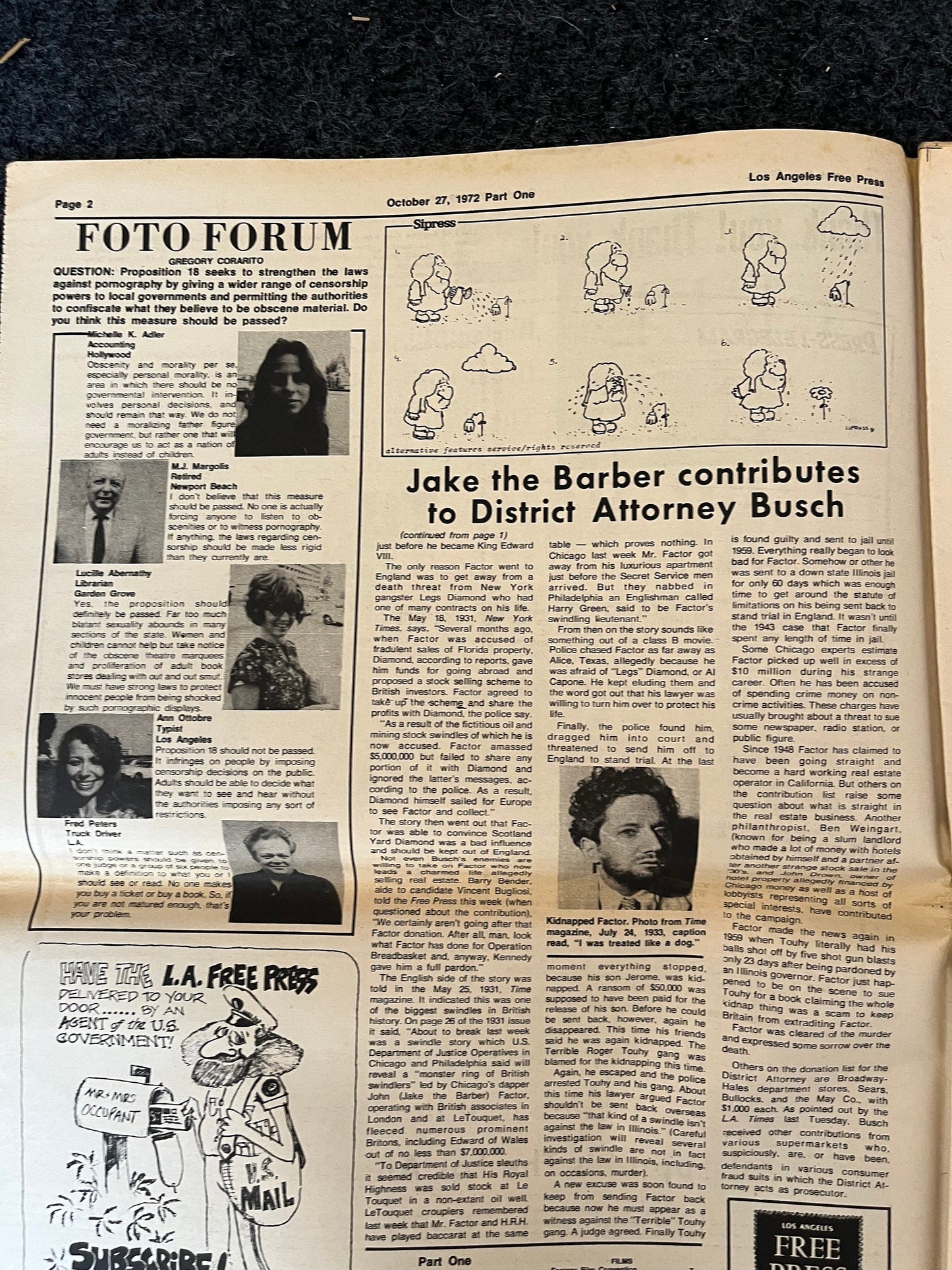 1970s CounterCulture LGBT Los Angeles Free Press, Black Panther Party, Underground Far-Left Newspaper, Vintage Newspaper, Original Newspaper