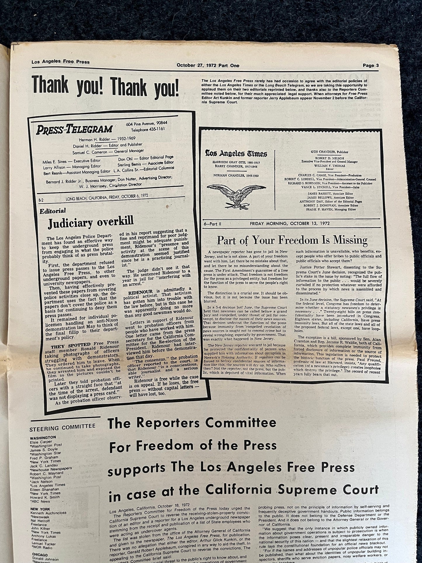 1970s CounterCulture LGBT Los Angeles Free Press, Black Panther Party, Underground Far-Left Newspaper, Vintage Newspaper, Original Newspaper
