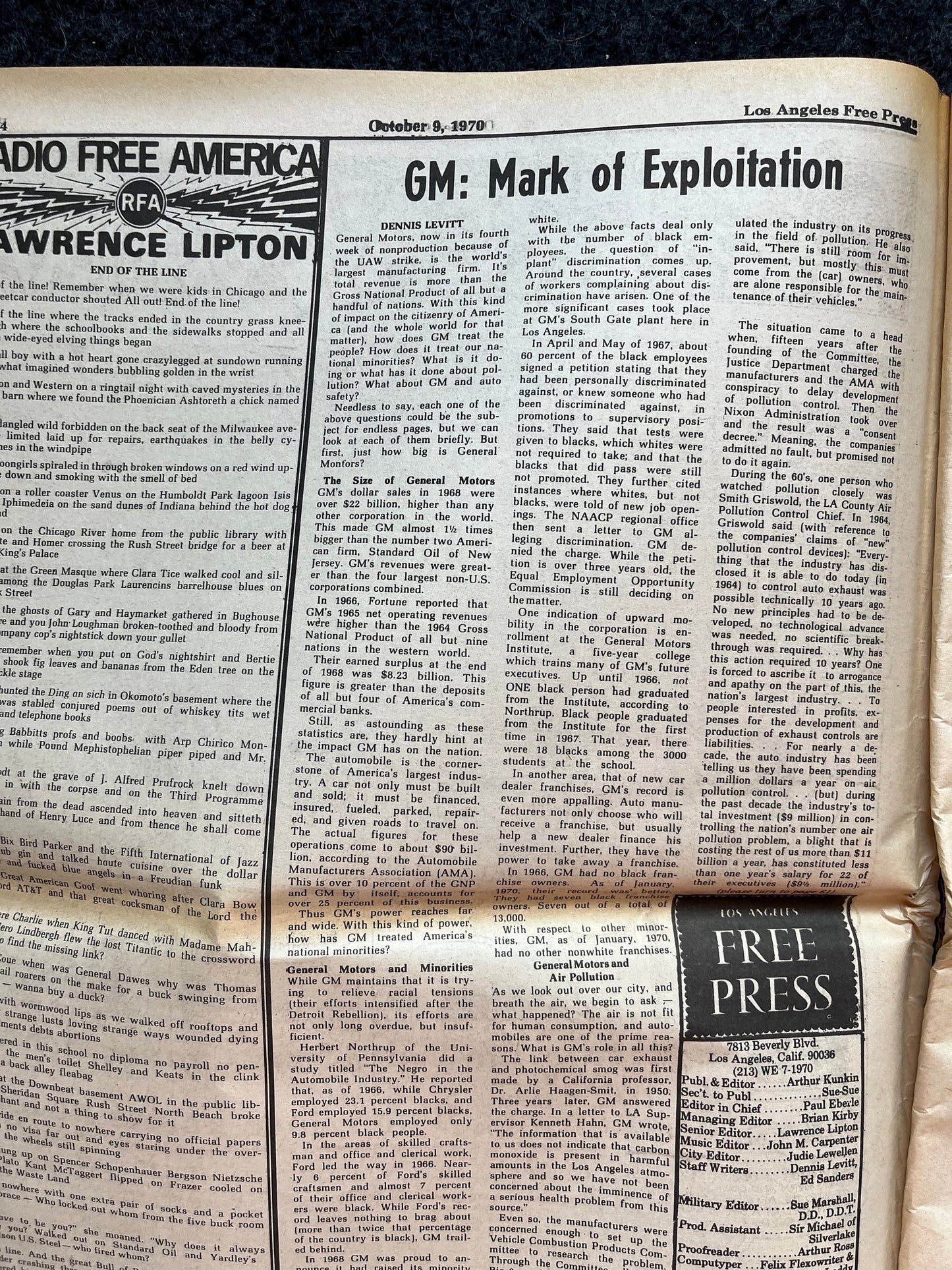 1970s CounterCulture LGBT Los Angeles Free Press, Black Panther Party, Underground Far-Left Newspaper, Vintage Newspaper, Original Newspaper