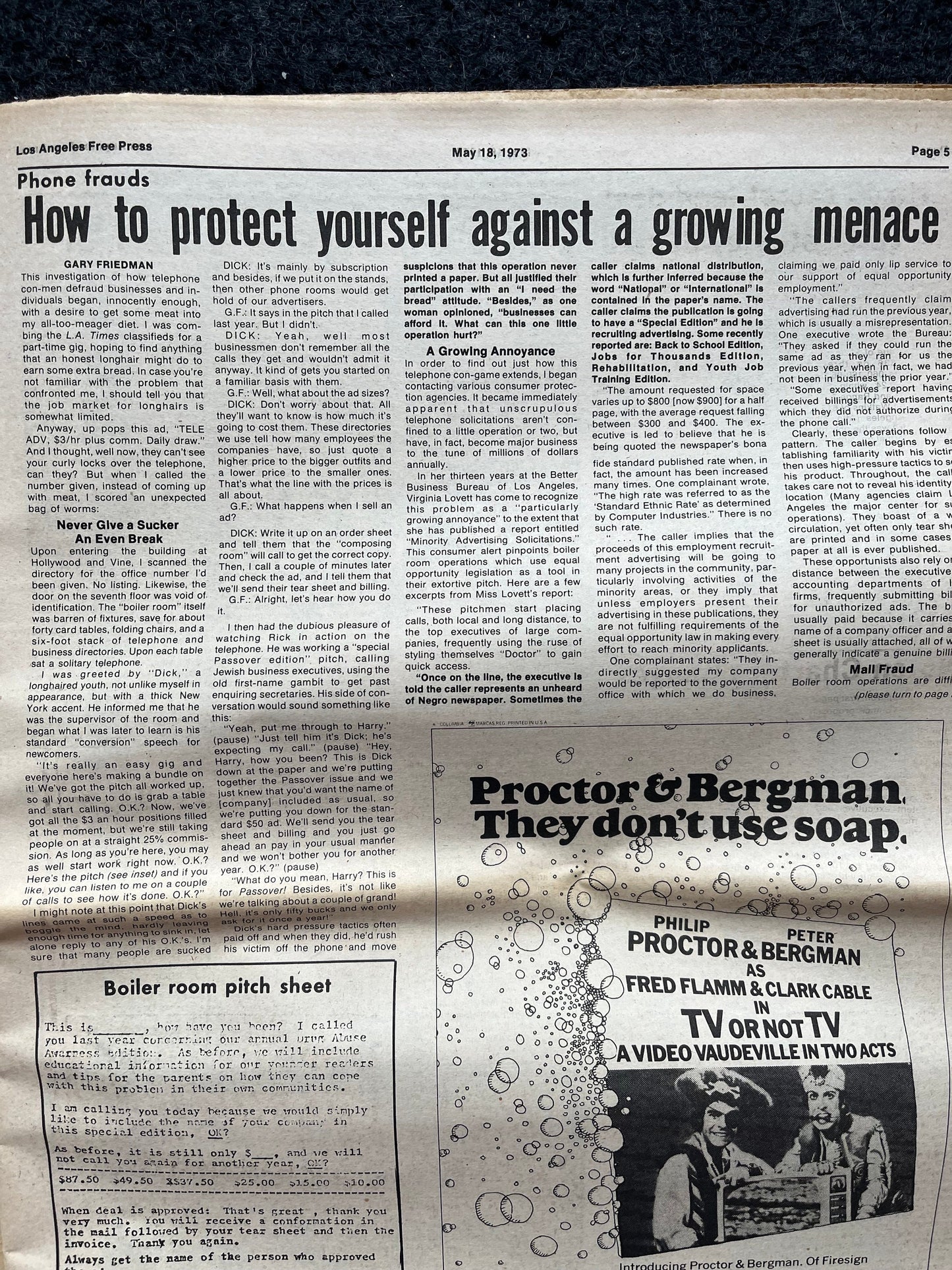 1970s CounterCulture LGBT Los Angeles Free Press, Black Panther Party, Underground Far-Left Newspaper, Vintage Newspaper, Original Newspaper