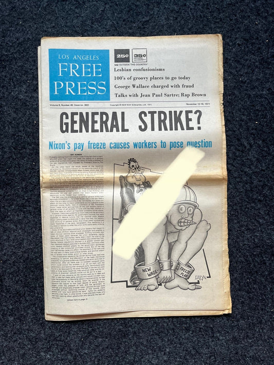 1970s CounterCulture LGBT Los Angeles Free Press, Black Panther Party, Underground Far-Left Newspaper, Vintage Newspaper, Original Newspaper