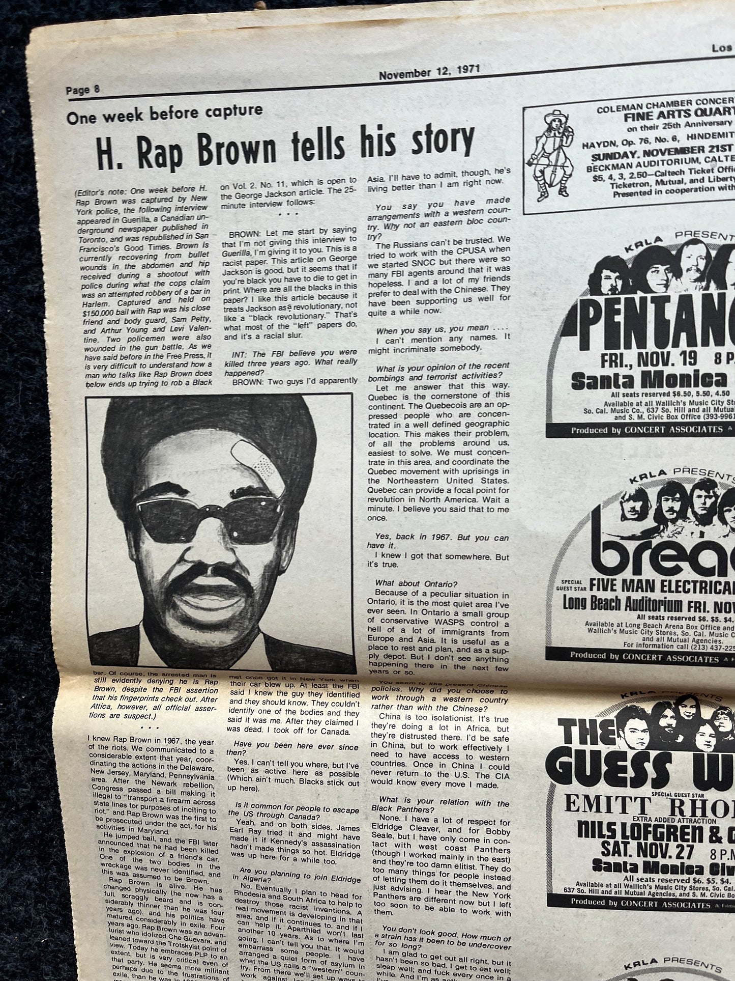 1970s CounterCulture LGBT Los Angeles Free Press, Black Panther Party, Underground Far-Left Newspaper, Vintage Newspaper, Original Newspaper
