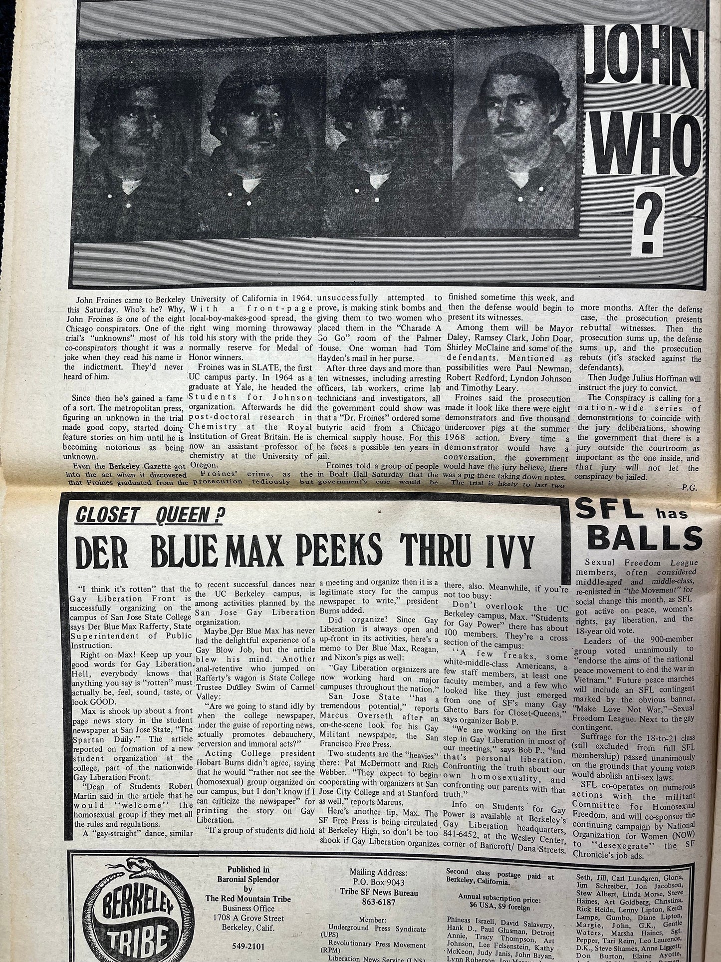 1970s Berkeley Tribe CounterCulture, Black Panther Party, Underground Newspaper, Vintage Newspaper, San Francisco California