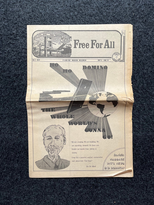 1970s Ho Chi Min Memorial Vietnam, Berkeley Tribe CounterCulture, Black Panther Party, Underground Newspaper, Vintage Newspaper, California