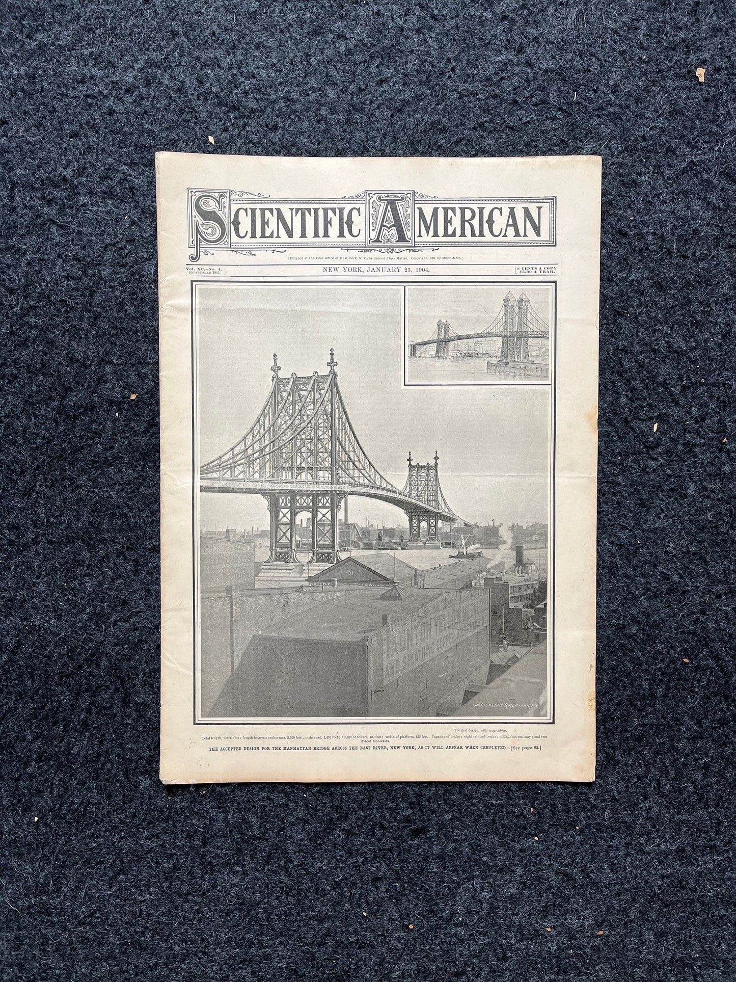 1904 Manhatten Bridge Construction New York City, NYC Memorabilia, NYC Gifts, Scientific America, Science Education Wall Decor Gifts, EYS