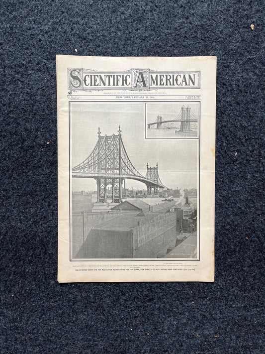 1904 Manhatten Bridge Construction New York City, NYC Memorabilia, NYC Gifts, Scientific America, Science Education Wall Decor Gifts, EYS