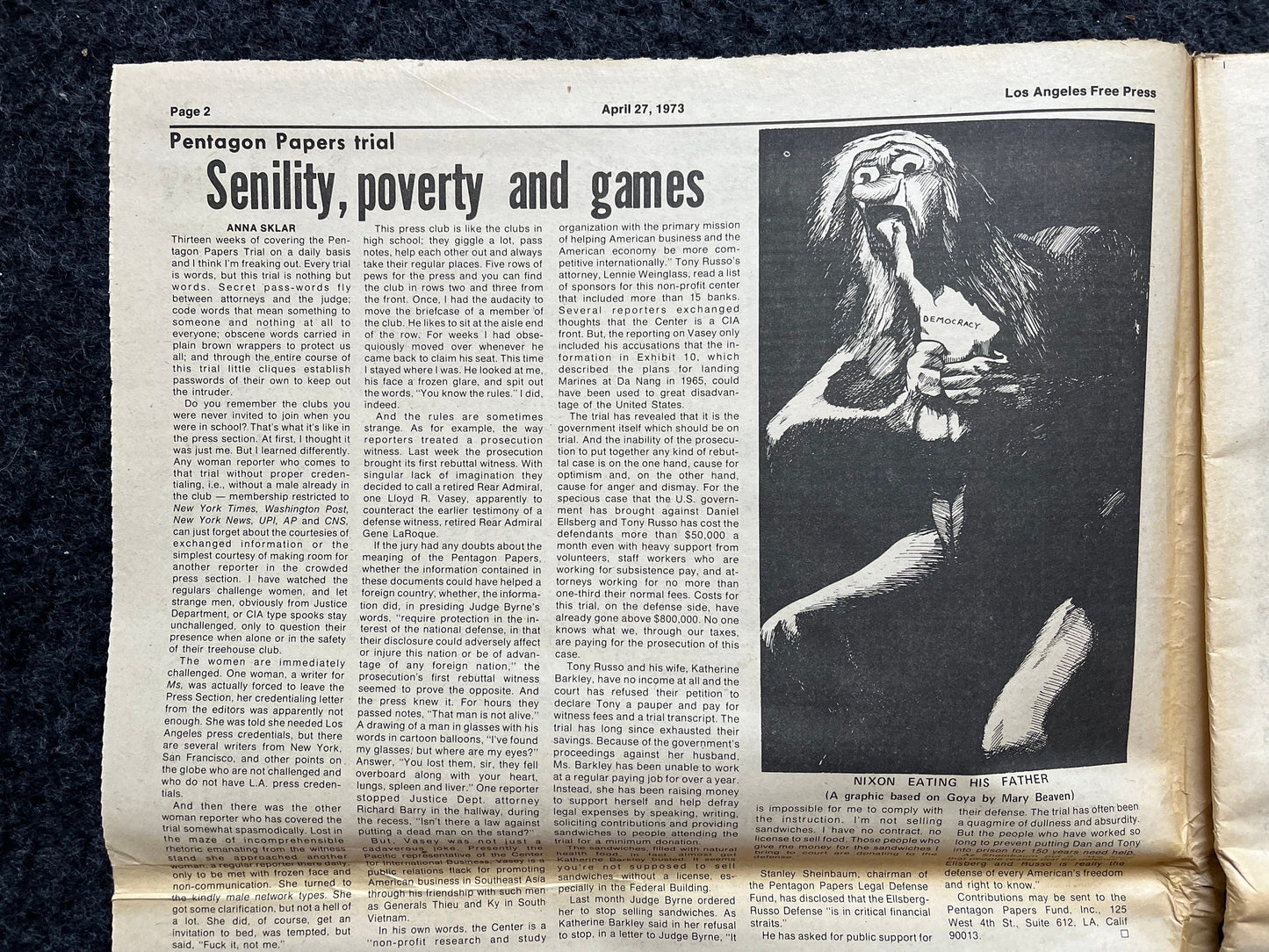 1970s CounterCulture LGBT Los Angeles Free Press, Black Panther Party, Underground Far-Left Newspaper, Vintage Newspaper, Original Newspaper
