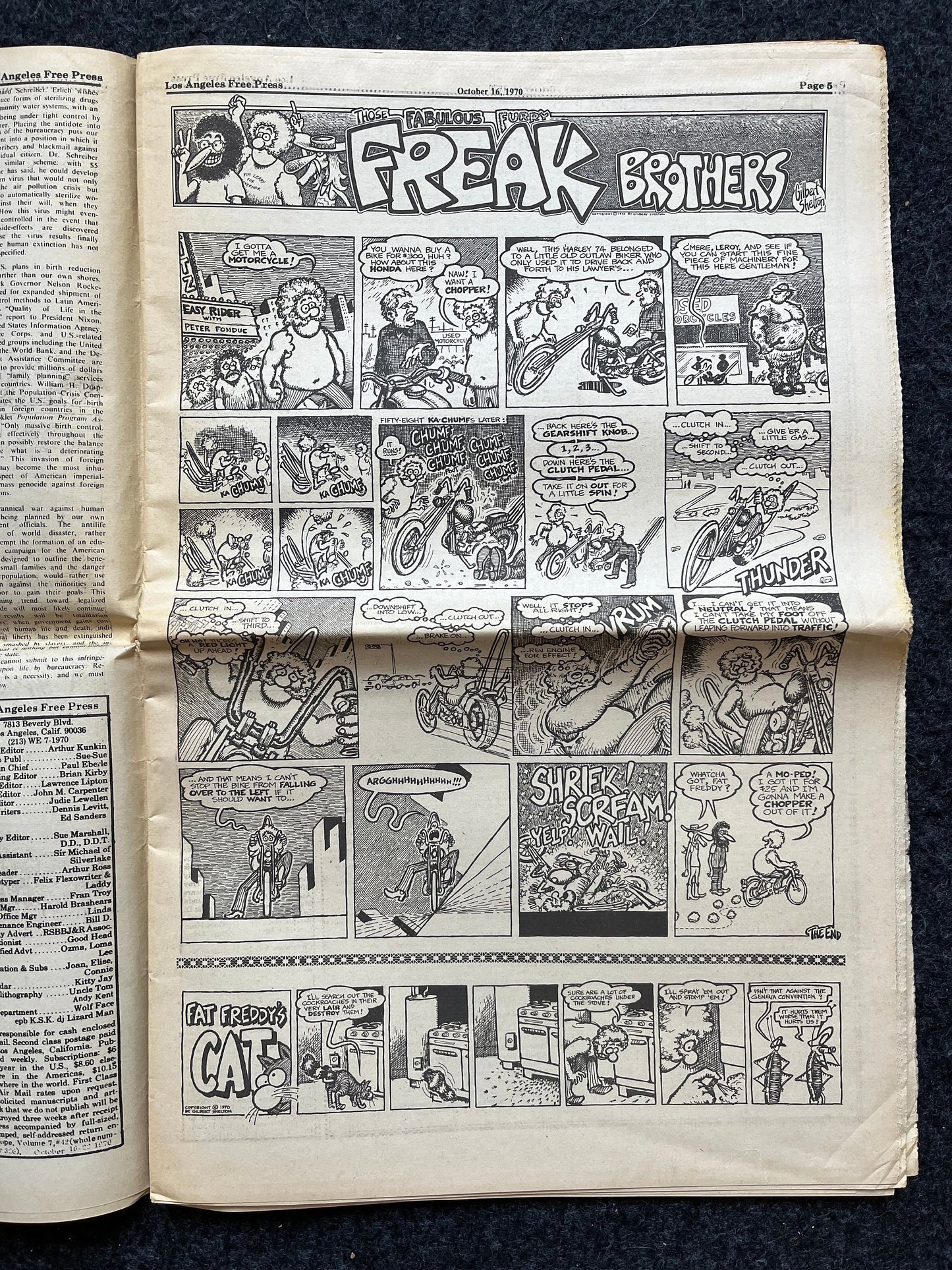 1970s CounterCulture LGBT Los Angeles Free Press, Black Panther Party, Underground Far-Left Newspaper, Vintage Newspaper, Original Newspaper