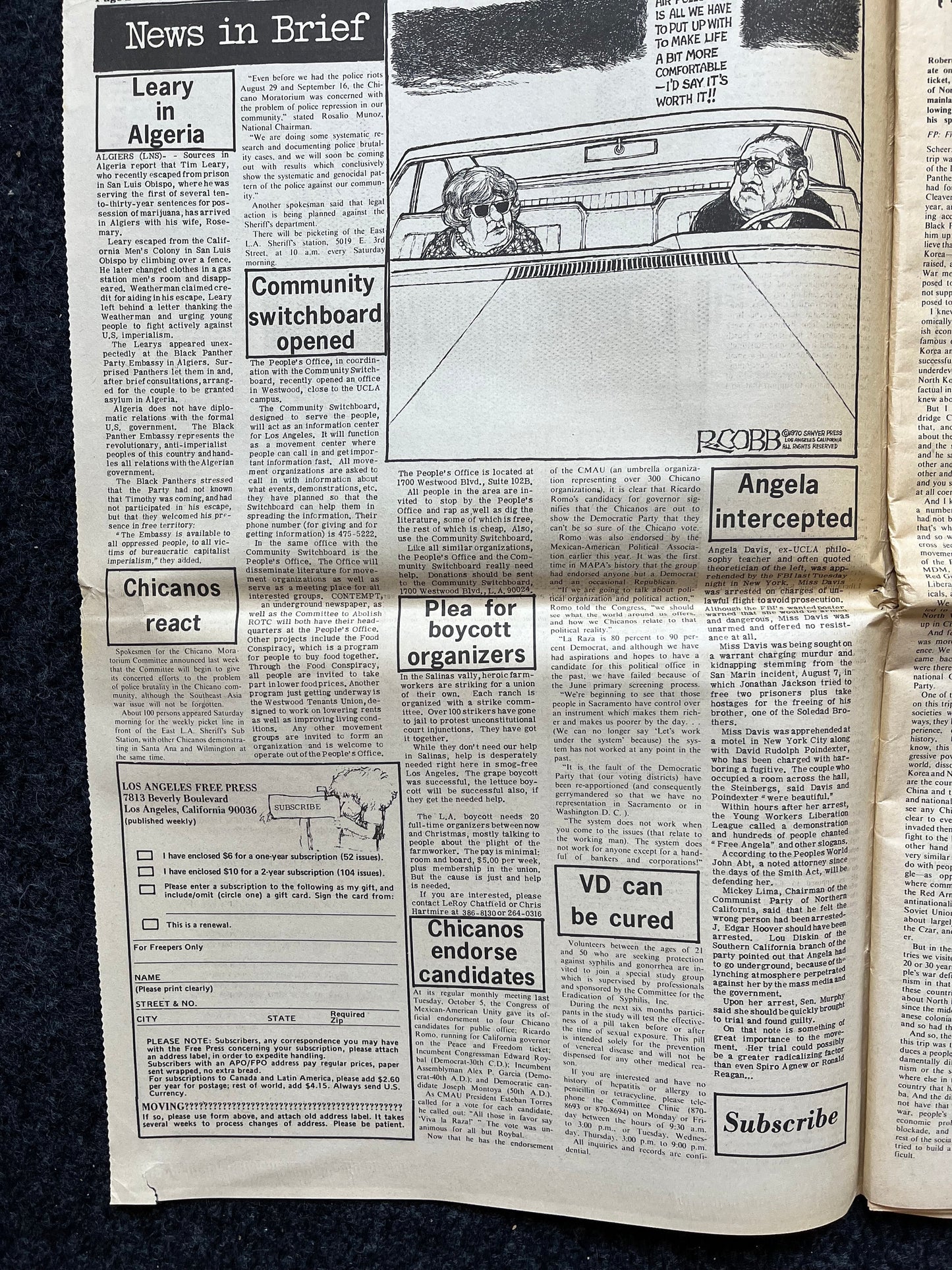1970s CounterCulture LGBT Los Angeles Free Press, Black Panther Party, Underground Far-Left Newspaper, Vintage Newspaper, Original Newspaper