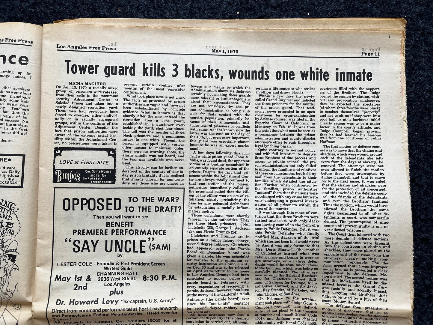 1970s CounterCulture LGBT Los Angeles Free Press, Black Panther Party, Underground Far-Left Newspaper, Vintage Newspaper, Original Newspaper