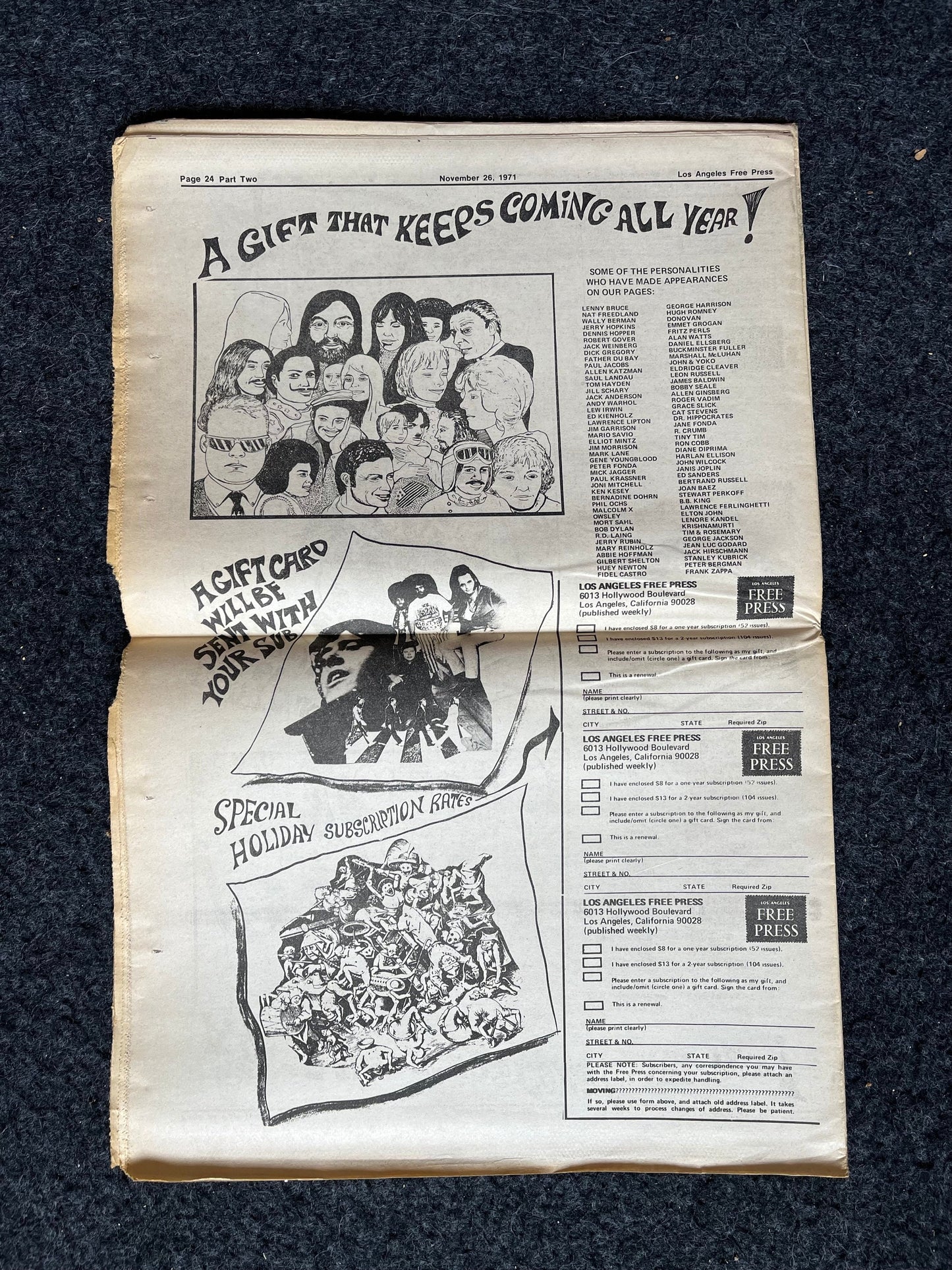 1970s CounterCulture LGBT Los Angeles Free Press, Black Panther Party, Underground Far-Left Newspaper, Vintage Newspaper, Original Newspaper