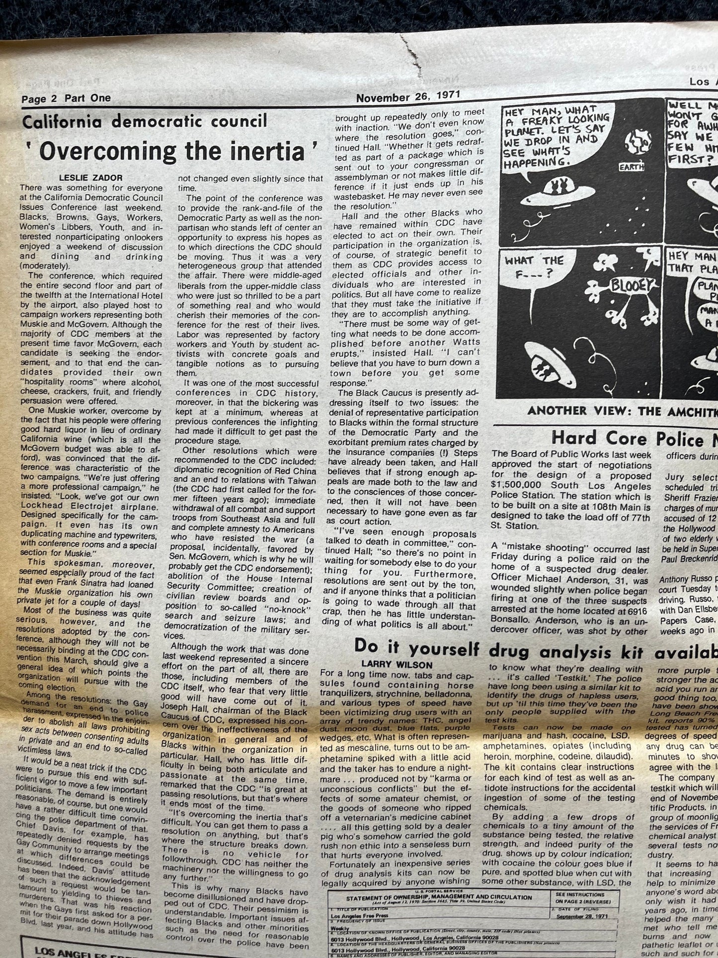 1970s CounterCulture LGBT Los Angeles Free Press, Black Panther Party, Underground Far-Left Newspaper, Vintage Newspaper, Original Newspaper