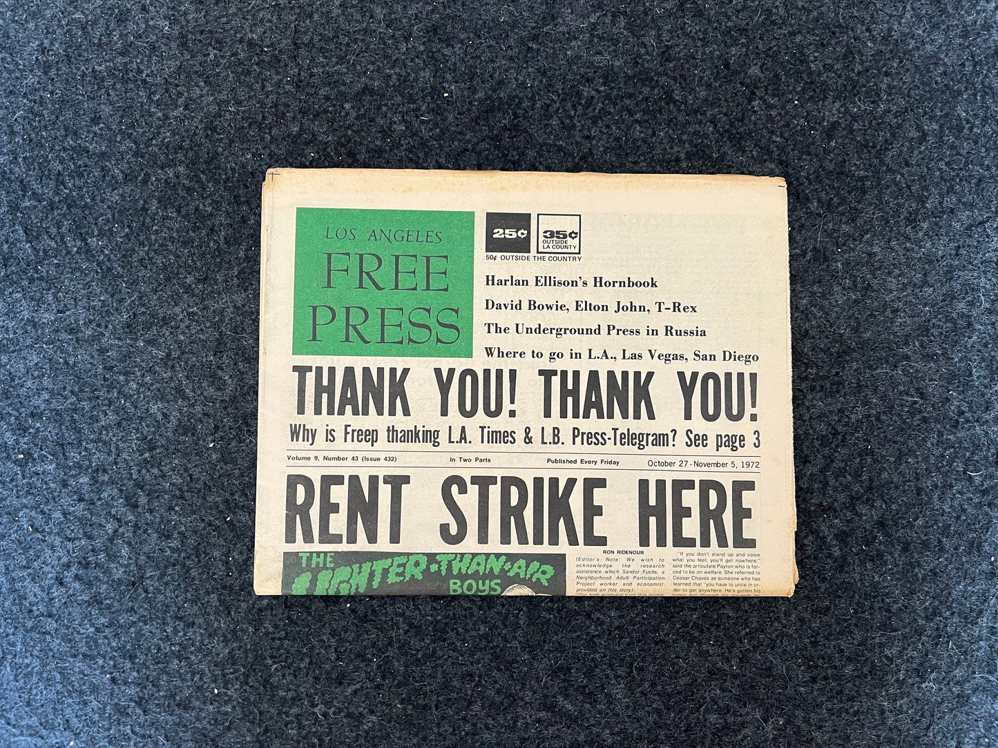1970s CounterCulture LGBT Los Angeles Free Press, Black Panther Party, Underground Far-Left Newspaper, Vintage Newspaper, Original Newspaper