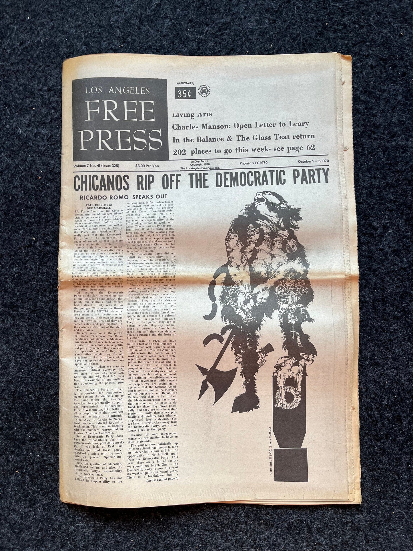 1970s CounterCulture LGBT Los Angeles Free Press, Black Panther Party, Underground Far-Left Newspaper, Vintage Newspaper, Original Newspaper