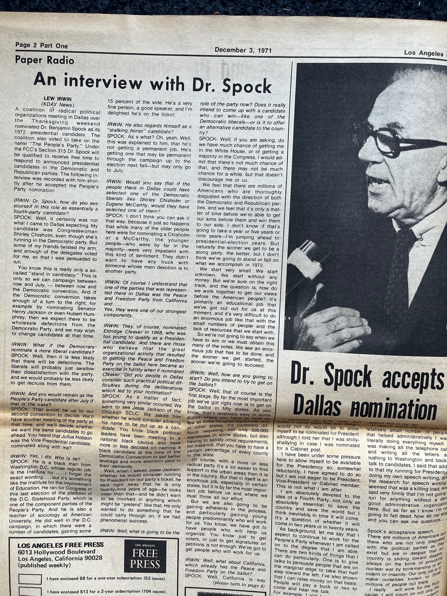 1970s CounterCulture LGBT Los Angeles Free Press, Black Panther Party, Underground Far-Left Newspaper, Vintage Newspaper, Original Newspaper