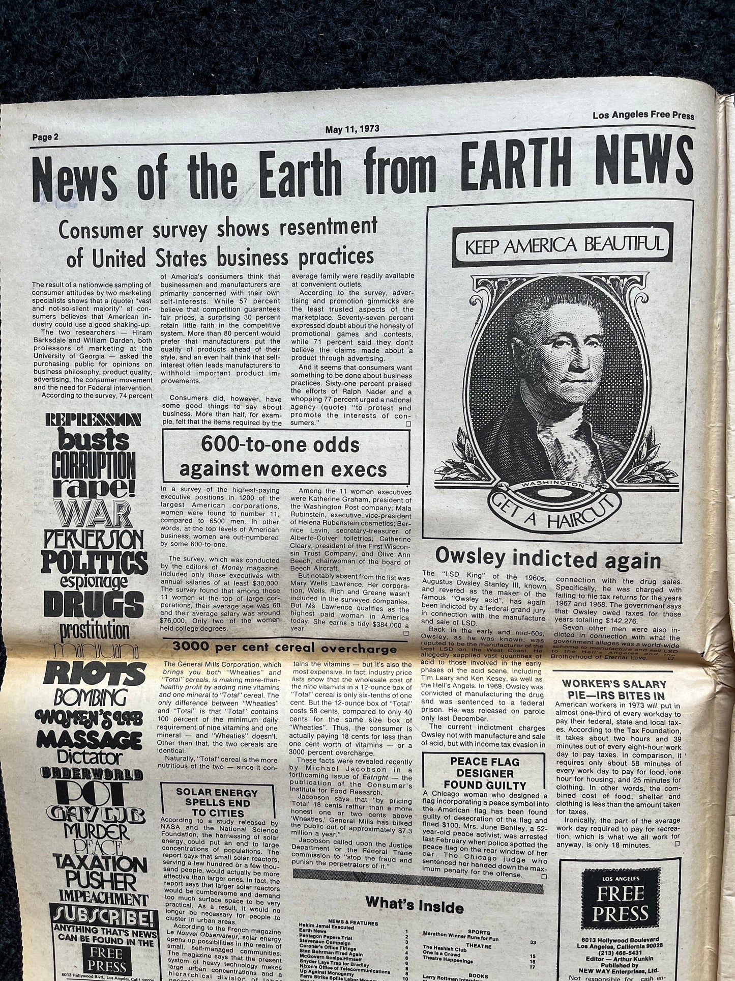 1970s CounterCulture LGBT Los Angeles Free Press, Black Panther Party, Underground Far-Left Newspaper, Vintage Newspaper, Original Newspaper