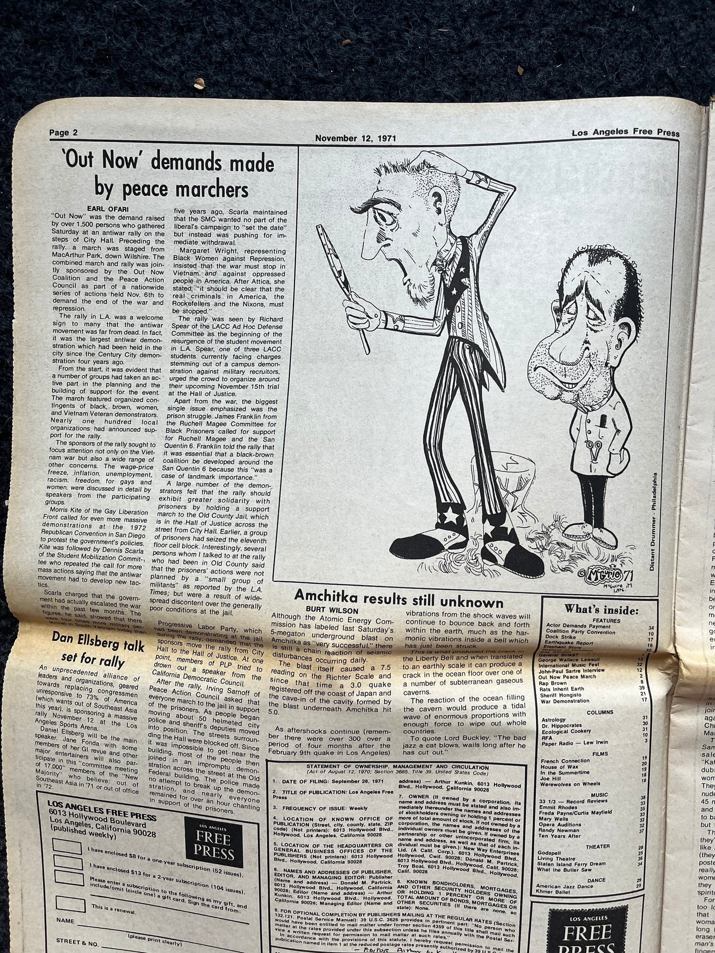 1970s CounterCulture LGBT Los Angeles Free Press, Black Panther Party, Underground Far-Left Newspaper, Vintage Newspaper, Original Newspaper