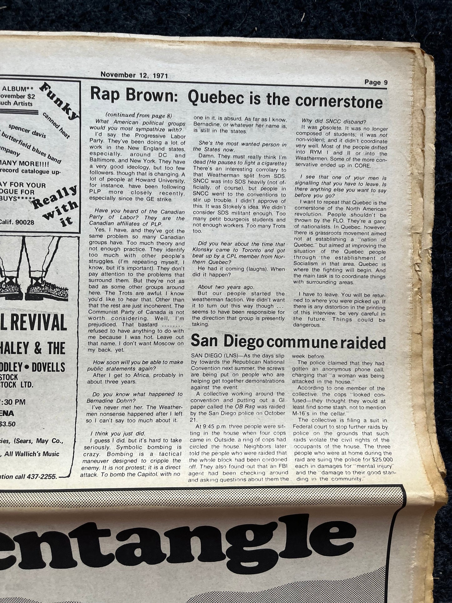 1970s CounterCulture LGBT Los Angeles Free Press, Black Panther Party, Underground Far-Left Newspaper, Vintage Newspaper, Original Newspaper