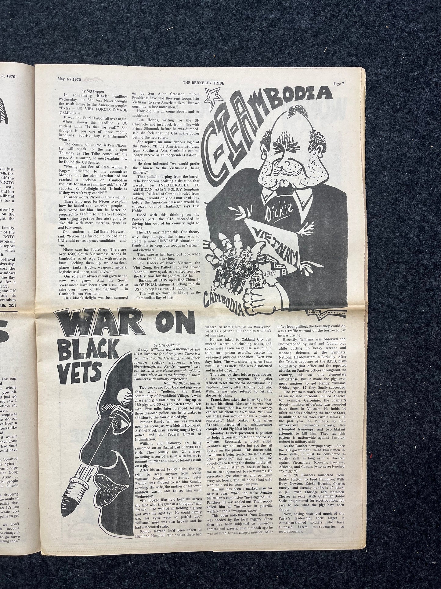 1970s Berkeley Tribe CounterCulture, Black Panther Party, Underground Newspaper, Vintage Newspaper, San Francisco California