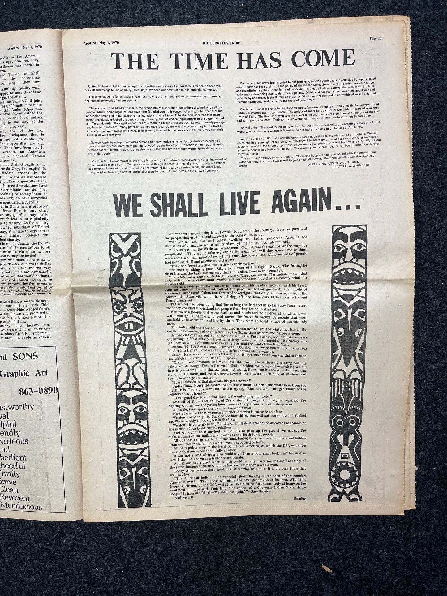 1970s Berkeley Tribe CounterCulture, Black Panther Party, Underground Newspaper, Vintage Newspaper, San Francisco California