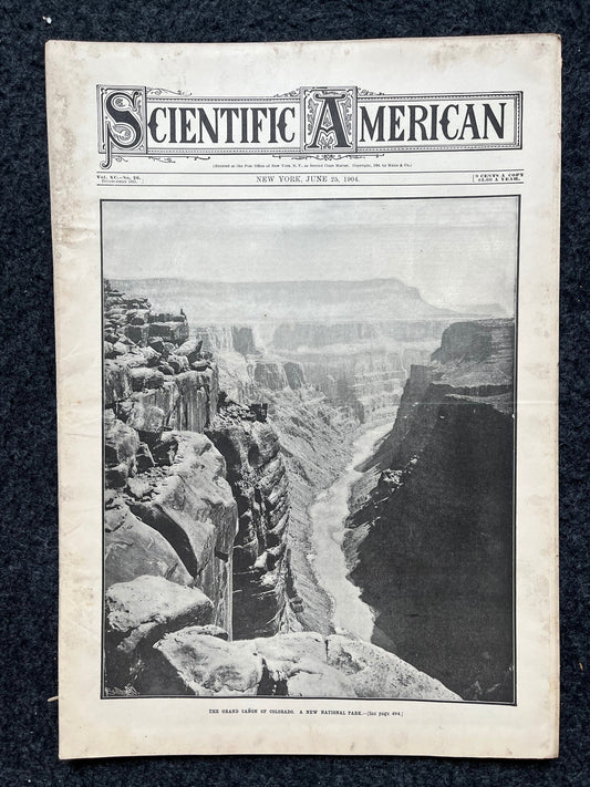 1904 Grand Canyon National Park recieves Protection, US National Parks Memorabilia, Scientific America Newspaper, Science Education Wall l