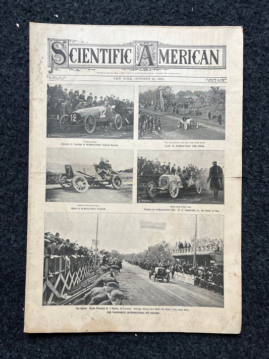 1905 Vanderbilt Raceway Automotive Memorabilia, Car Gifts, Scientific America Newspaper, Science Education Wall Decor Gifts,