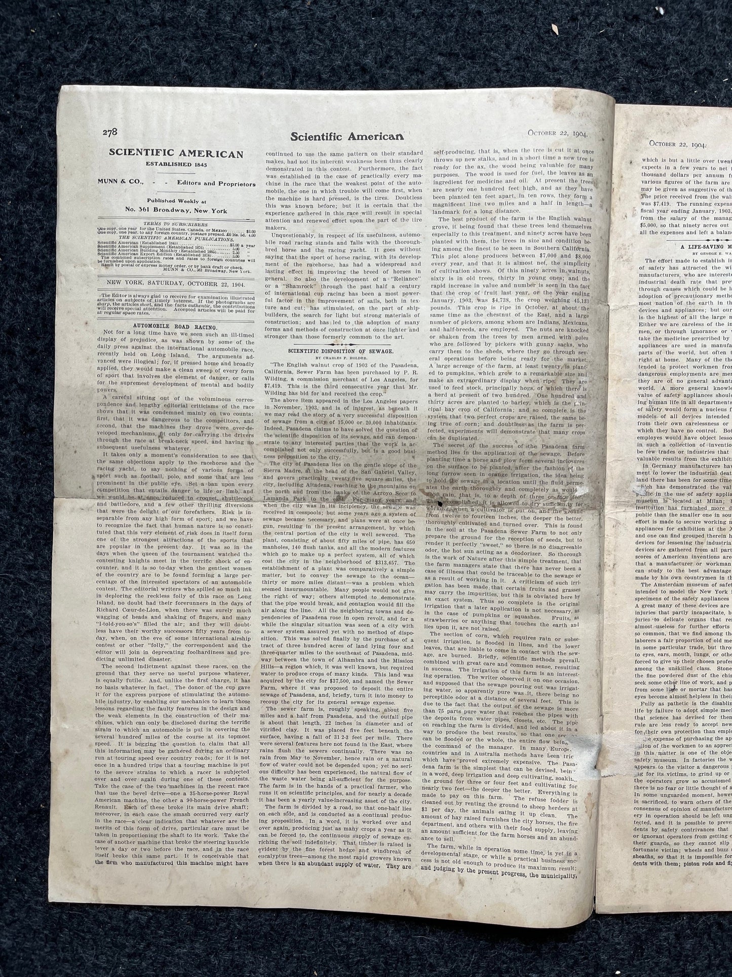 1905 Vanderbilt Raceway Automotive Memorabilia, Car Gifts, Scientific America Newspaper, Science Education Wall Decor Gifts,