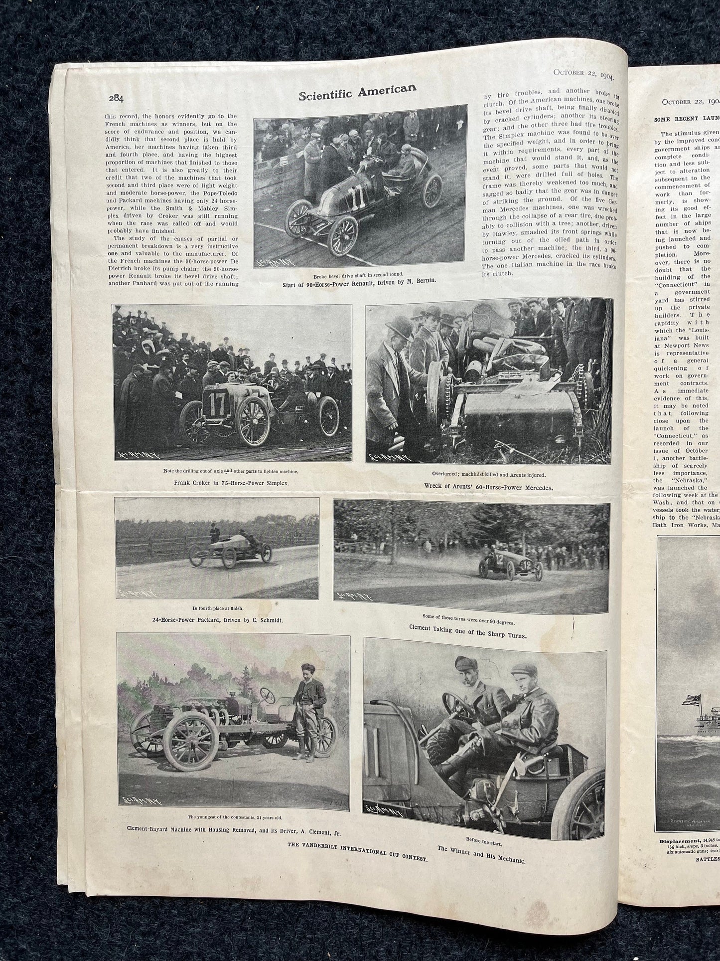 1905 Vanderbilt Raceway Automotive Memorabilia, Car Gifts, Scientific America Newspaper, Science Education Wall Decor Gifts,
