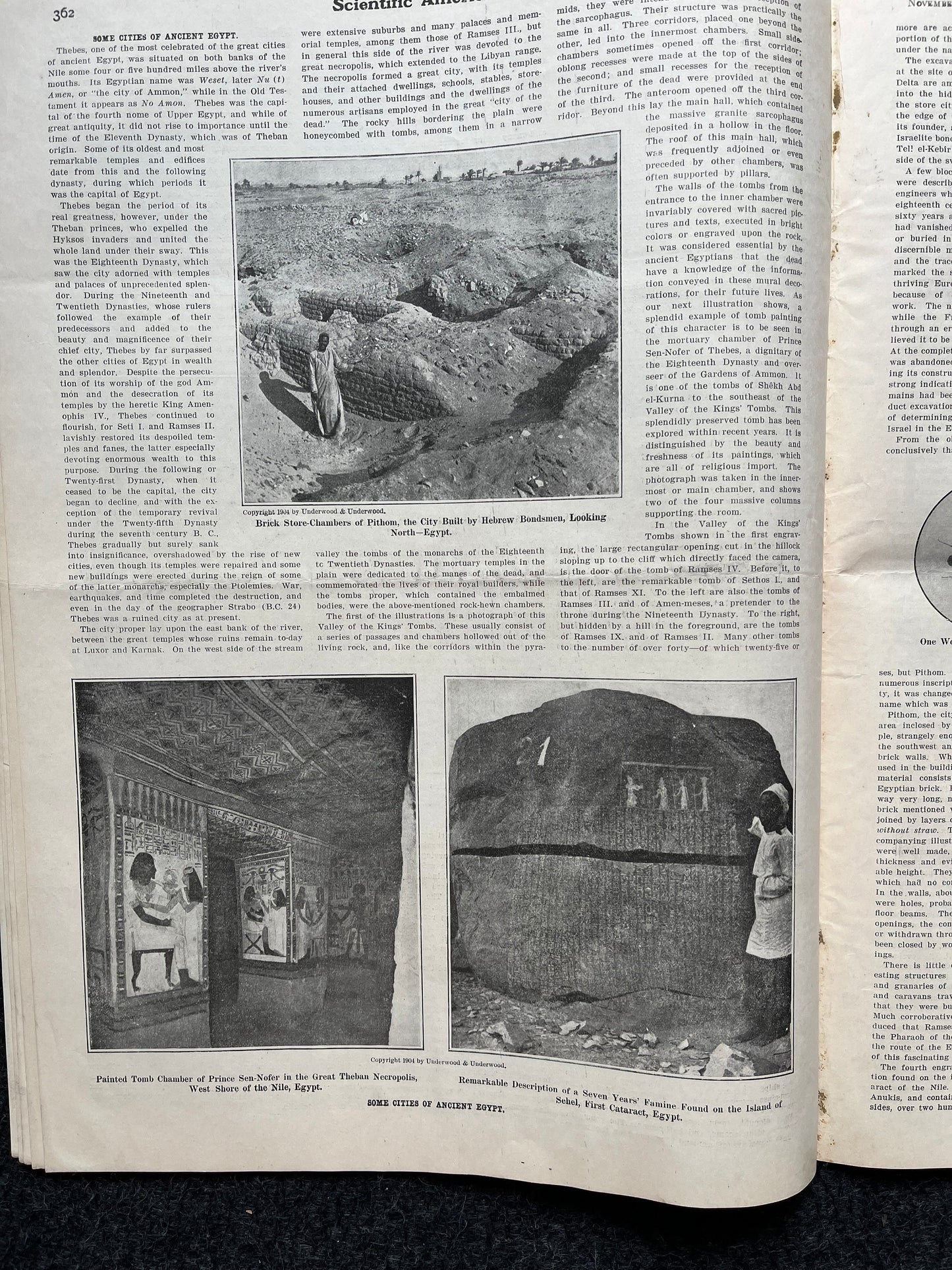 1905 Valley of the Kings Discovery, Egyptian History, Egyptian Wall Decor, Scientific America Newspaper, Science Education Wall Decor Gifts,