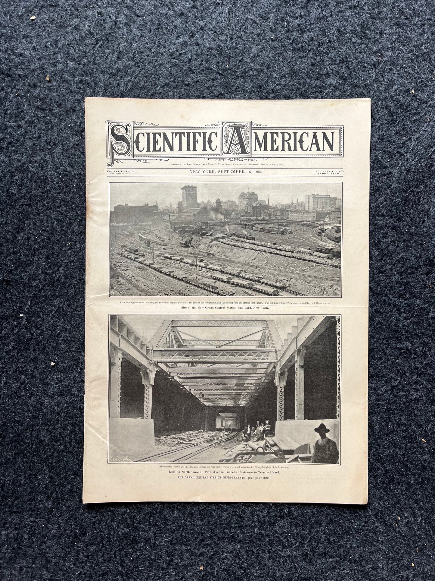 1905 Grand Central Station Remodeling, NYC Memorabilia, NYC Central Station, Scientific America Newspaper, Science Education Wall Decor Gift