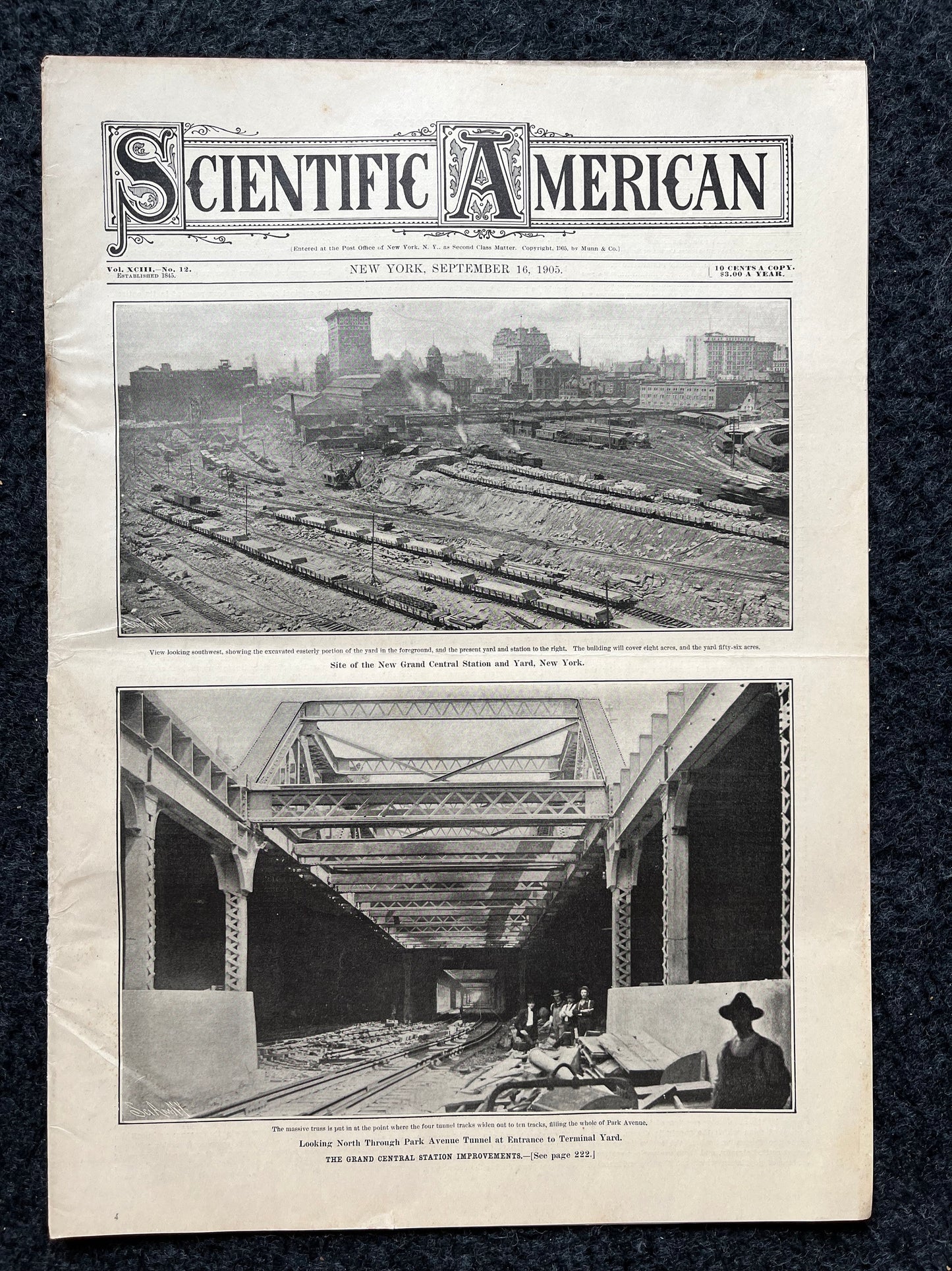 1905 Grand Central Station Remodeling, NYC Memorabilia, NYC Central Station, Scientific America Newspaper, Science Education Wall Decor Gift