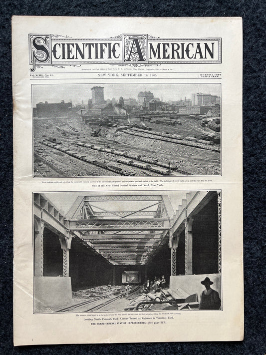 1905 Grand Central Station Remodeling, NYC Memorabilia, NYC Central Station, Scientific America Newspaper, Science Education Wall Decor Gift