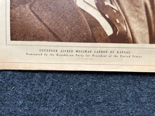 1936 Alfred Landon Runs For President, FDR Presidential Election, Vintage Newspaper History and Artwork, Original History Memorabilia,