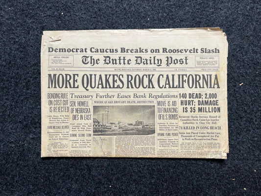 1933 Long Beach Earthquake in California, Famous Disasters and California History, West Coast Memorabilia and Gifts, California Memorabilia