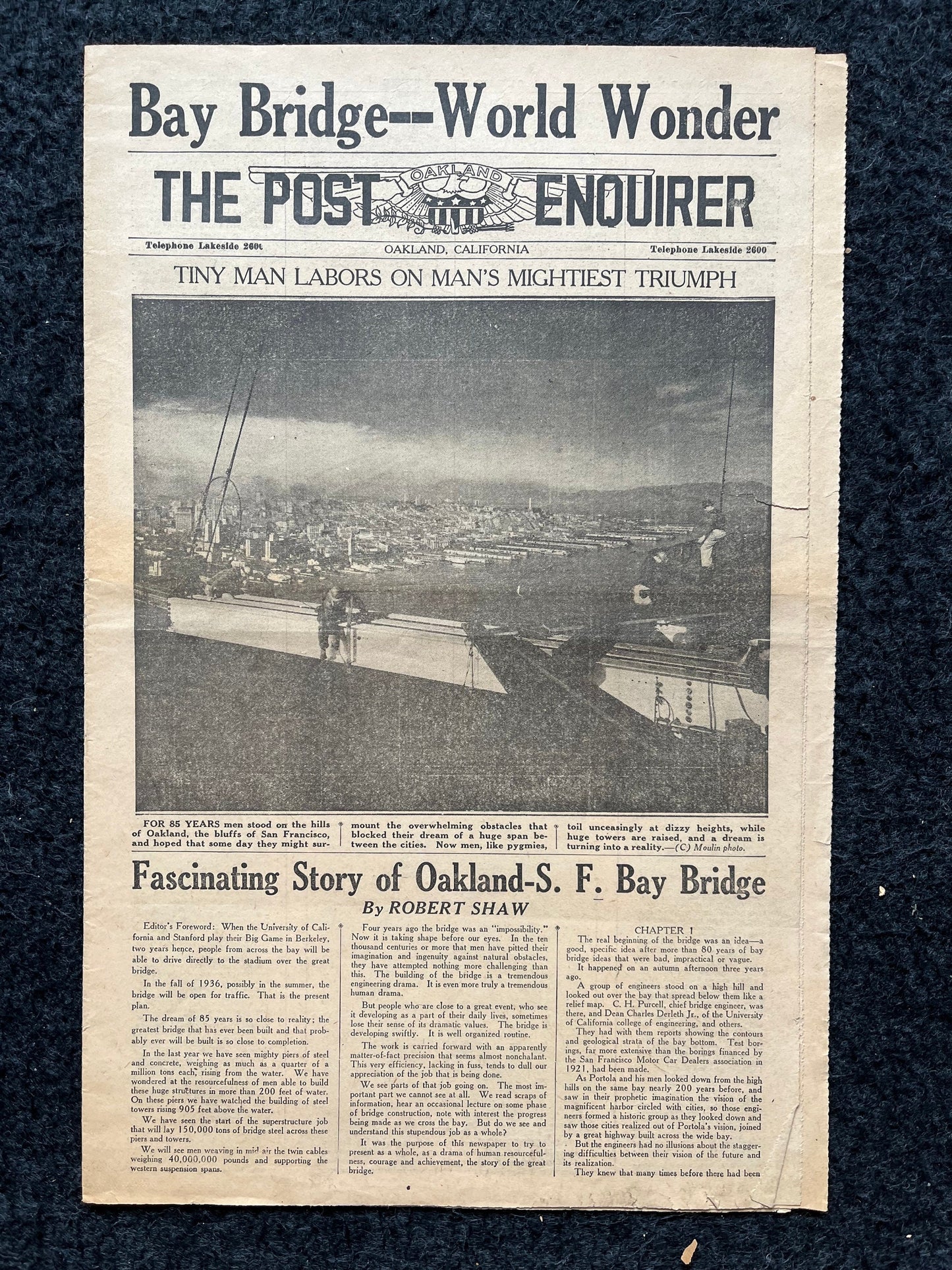 1937 Golden Gate Bridge Opening Pamphlet, San Francisco Souvenirs, Celebration of SF Pride and History, Bay Area Bridge, vintage Newspaper