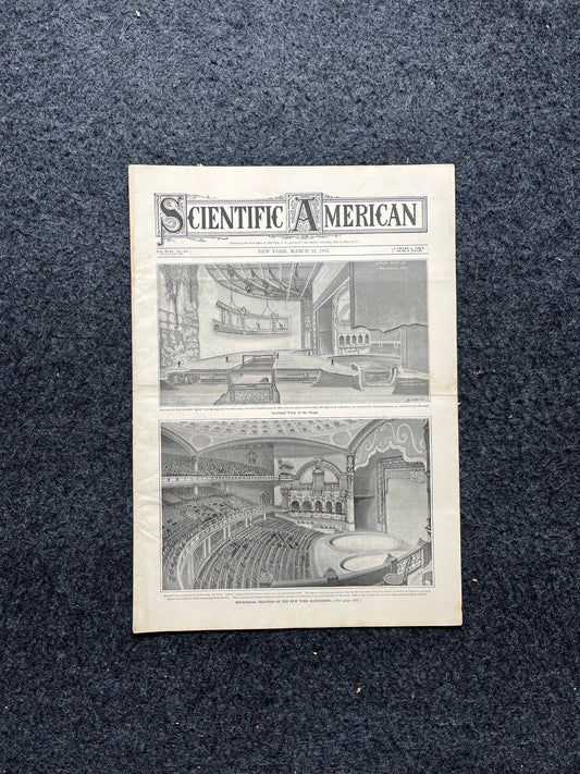 1905 NYC Hippodrome, Broadway Memorabilia , New York City NYC Memorabilia, Scientific America Newspaper, Science Education Wall Decor Gifts,